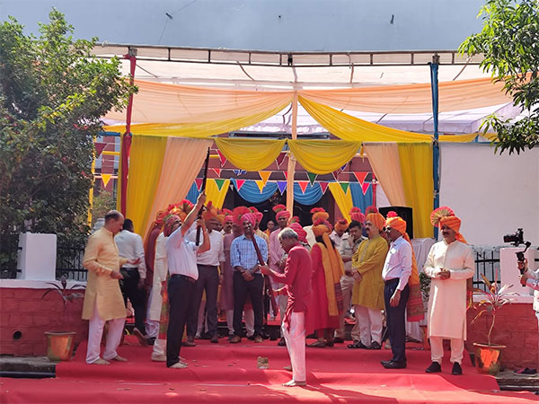 Officials performing celebratory firing after Shastra Puja in Bhopal (Photo/ANI)