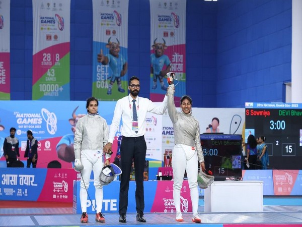Bhavani Devi celebrating her win. (Photo- MYAS)