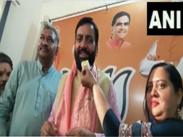 BJP MP Nayab Singh Saini felicitated on being appointed as Haryana BJP President. (Photo/ANI)