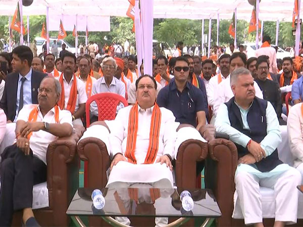 BJP chief JP Nadda during the programme (Photo/ANI)