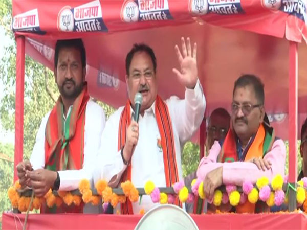BJP president JP Nadda at Khairagarh (Photo/ANI)