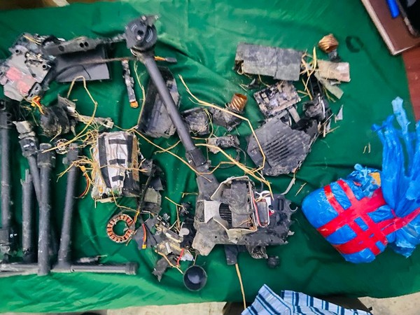 Broken parts of the recovered drone (Photo/BSF)