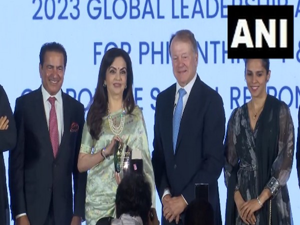 Nita Ambani receives Global Leadership Award from US-India Strategic Partnership Forum (Photo/ANI) 