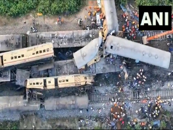 Drone visuals of the train collision in Vizianagaram, Andhra Pradesh. (Photo/ANI)