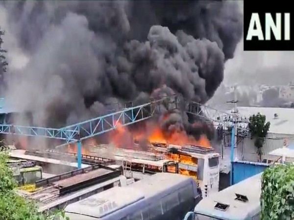 Visuals from the bus depot in Bengaluru (Image/ANI)