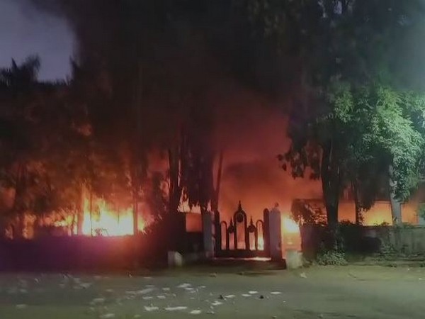 NCP office set on fire (Photo/ANI)