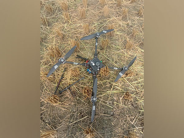 BSF and Punjab police reover a drone in Amritsar's Nestha village (Photo/ANI) 