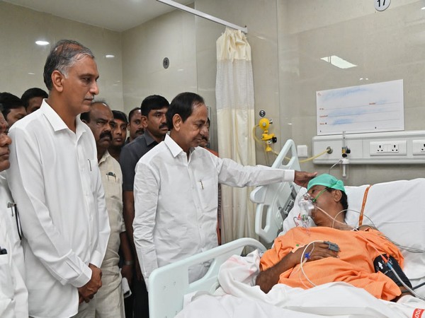 K Chandrashekar Rao checking on BRS MP Kotha Prabhakar Reddy (Photo/ANI)