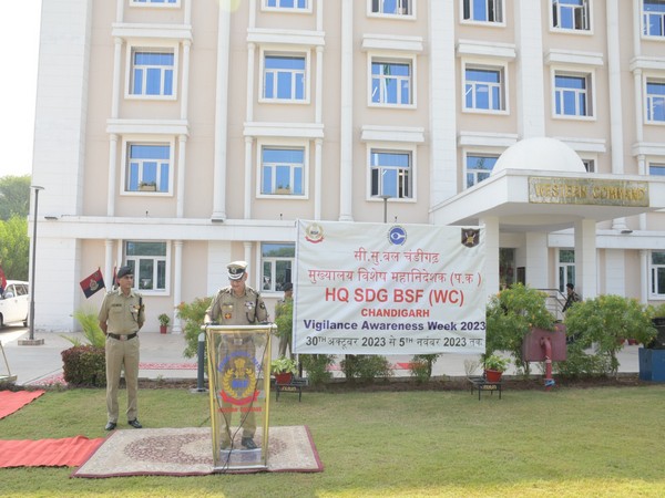 The oath taking ceremony presided over by S C Budakoti, IG, HQ BSF (WC) being held at Headquarters in Chandigarh. (Photo/ANI)