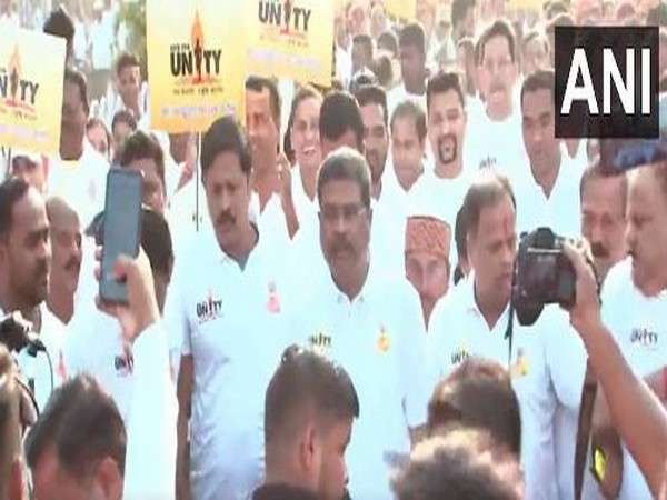 Union Minister Dharmendra Pradhan participates in 'Run for Unity' in Odisha's Cuttack (Photo/ANI)