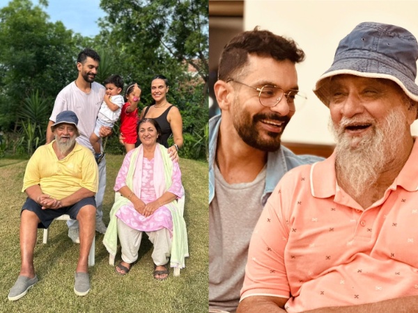 Neha Dhupia, Bishan Singh Bedi, Angad Bedi (Image source: Instagram)