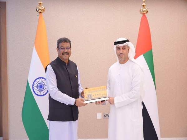 Union Education Minister Dharmendra Pradhan with UAE Education Minister  Dr Ahmad Al Falasi (Photo/ANI)