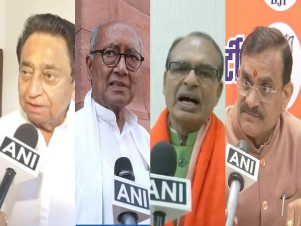Former CM Kamal Nath, Congress leader Digvijaya Singh, CM Shivraj Singh Chouhan and State BJP Chief VD Sharma (from left to right)