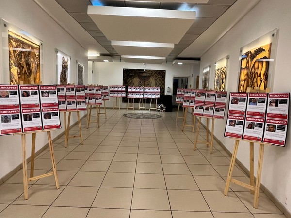 Posters displayed at the Israeli embassy in New Delhi (Photo/ANI)