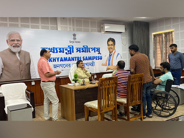 Chief Minister Prof. (Dr) Manik Saha while addressing Citizens' Grievances. (Photo/ANI)