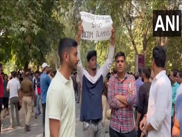 Students protesting at premises of IIT-BHU (Photo/ANI)