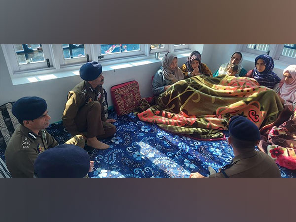 Jammu and Kashmir DGP RR Swain meets family of slain cop in Baramulla  (Photo credit/ J-K Police)