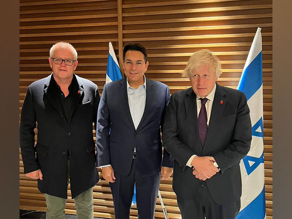 Former Australian PM Scott Morrison, Former Israeli Ambassador to UN Danny Danon, former UK PM Boris Johnson (Image Credit: X/@dannydanon)