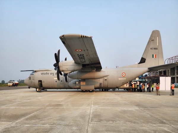 A special Indian Air Force C-130 flight transported the consignment of over 11 tonnes of emergency relief materials to Nepal (Photo Credit: Indian Embassy in Nepal)