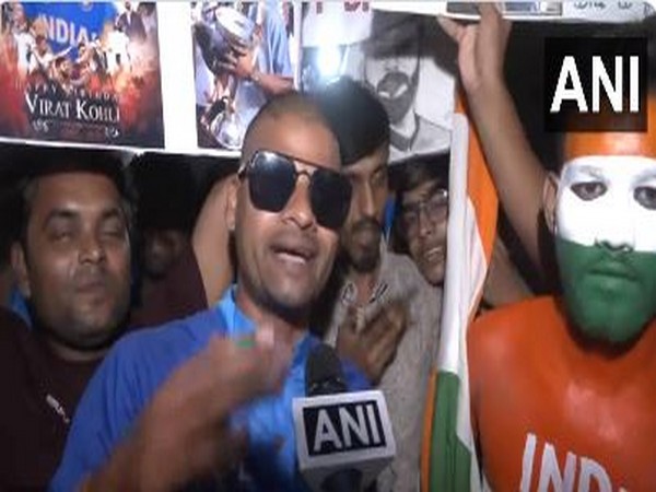 A fan expressing happiness over India's win. (Photo- ANI)