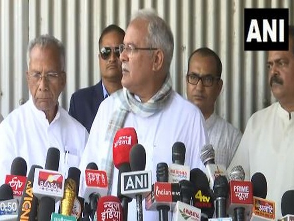 Chhattisgarh Chief Minister Bhupesh Baghel at a press conference (Photo/ANI)