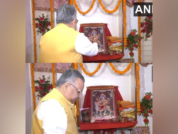 Former CM Raman Singh performs pooja at his residence (Image/ANI)