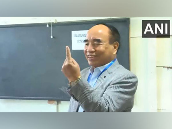 Mizoram Chief Minister Zoramthanga after casting his vote (Photo/ANI)