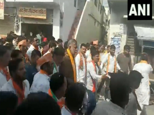 Union Minister Prahlad Patel holding padayatra (Photo/ANI)