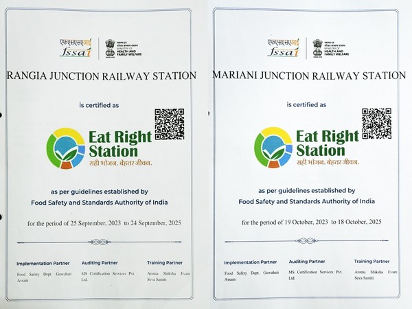 ‘Eat Right Station’ certificate by FSSAI. (Photo/ANI)