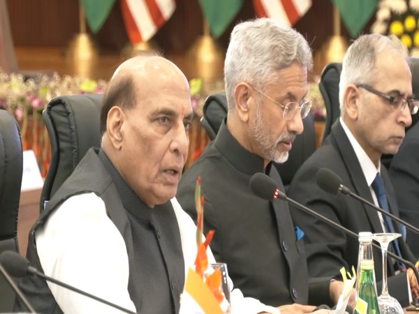 Defence Minister Rajnath Singh at 2+2 dialogue (Photo/ANI)