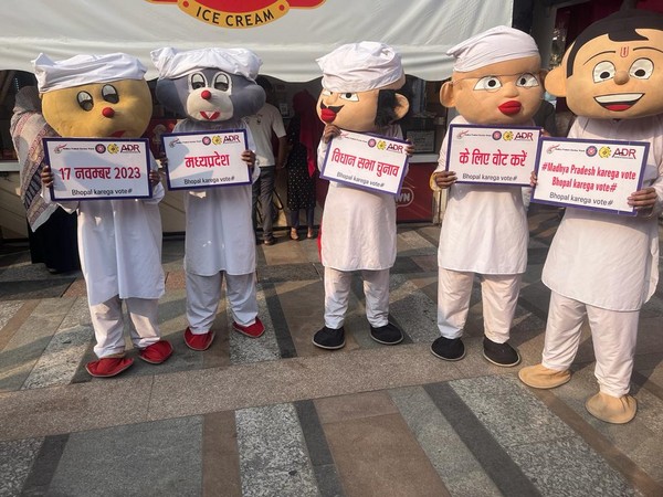 Cartoon characters carrying sign boards (Photo/ANI)