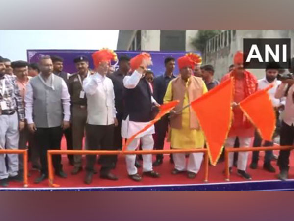 Uttar Pradesh Tourism and Culture Minister Jaiveer Singh flags off Shobha Yatra in Ayodhya (Photo/ANI)