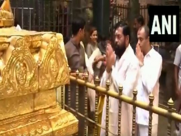 Maharashtra CM Eknath Shinde at the Srikalahasteeswara temple. (Photo/ANI)