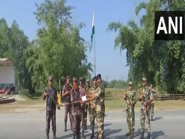 BSF, Border Guards Bangladesh exchange sweets on Diwali. (Photo/ANI)