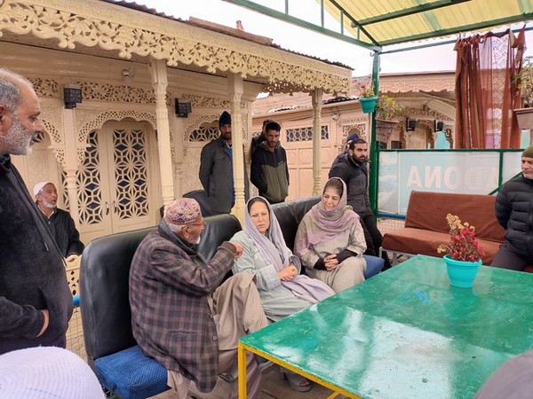 Ex Jammu and Kashmir Chief Minister Mehbooba Mufti during a visit with locals in Srinagar (Photo credit/Mufti's social media)
