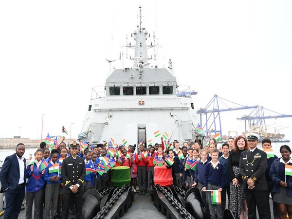INS Sumedha makes goodwill visit to Namibia's Walvis Bay. (Photo: X//@IndiainNamibia)