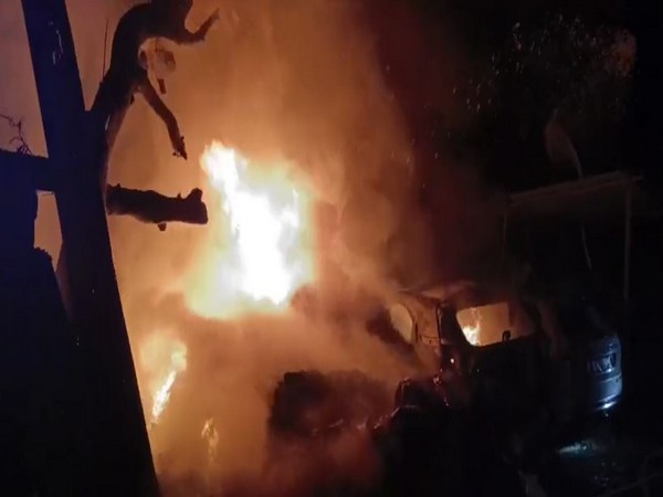 Fire at South Salmara-Mankachar on Diwali night (Image/ANI)