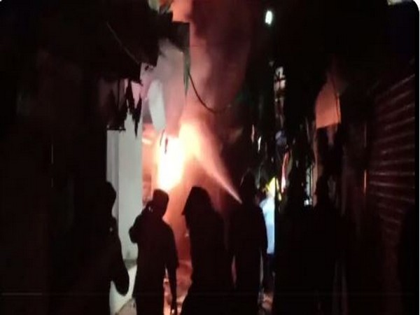 Fire breaks out at Kalupur Railway Station's Sweet Street in Ahmedabad (Photo/ANI)