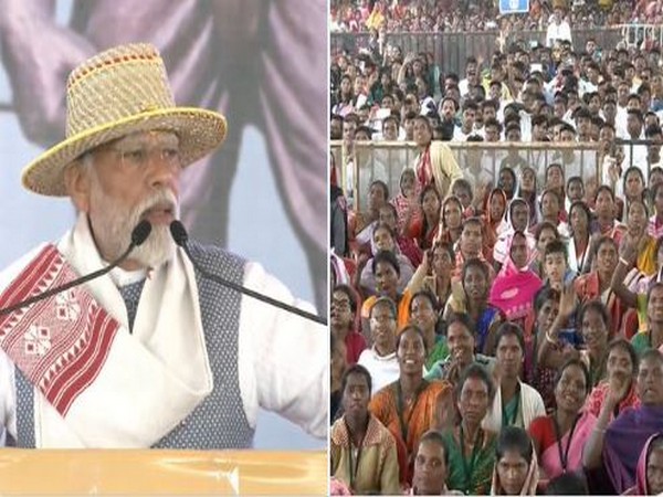 Prime Minister Narendra Modi in Khunti, Jharkhand (Images: ANI)