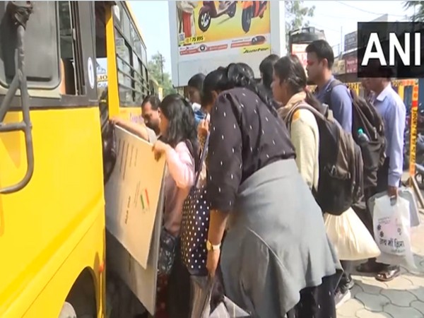 Polling parties leaving for polling centers in Indore (Photo/ANI)