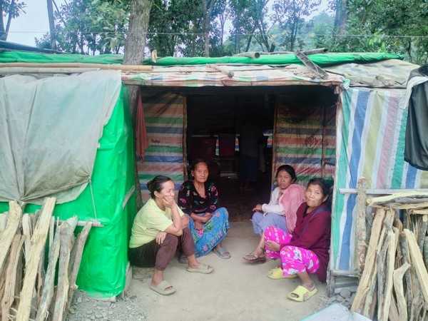 Myanmar nationals taking shelter in the Zokhawthar area of Mizoram. (Photo/ANI)