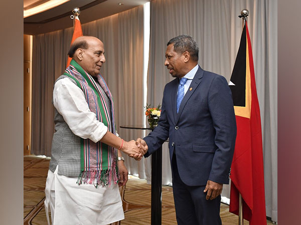Rajnath Singh with Timor-Leste Defence Minister, Rear Admiral Donaciano (Photo/X @rajnathsingh)