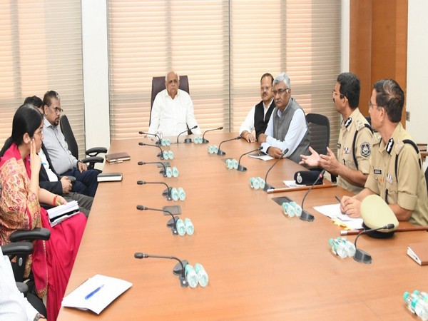 Gujarat CM Bhupendra Patel chairs high-level meeting ahead of ICC final. (Photo: CMO Gujrat))