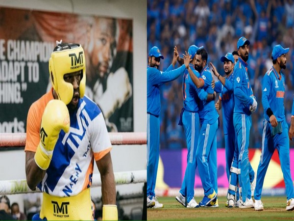 Floyd Mayweather and Team India (Photo: Floyd Mayweather/ BCCI- Twitter)