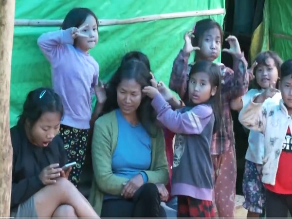 Myanmar refugees at the Champai relief camp (Photo/ANI)