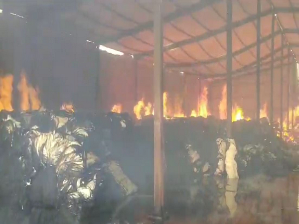 Massive fire engulfs transport warehouse in Rajasthan's Jodhpur (Image/ANI)