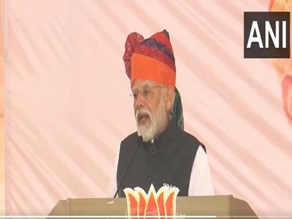 Prime Minister Narendra Modi addressing a polly rally in Rajasthan (Photo/ANI)