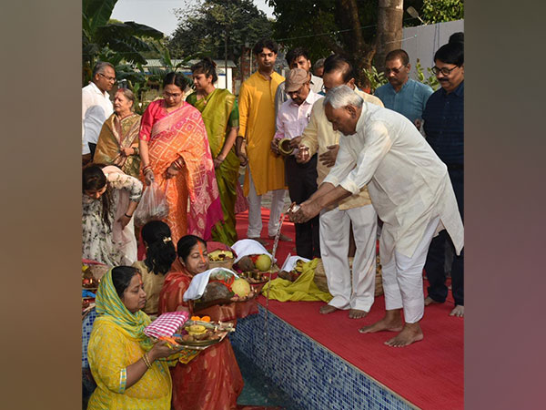 Bihar CM Nitish Kumar during Chhath festival. (Photo/ANI)