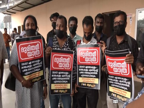 Passengers protest against delay in trains in Kerala (Image/ANI)