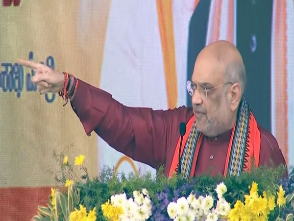 Union Home Minister Amit Shah while campaigning at Telangana's Jagtial (Photo/ANI)